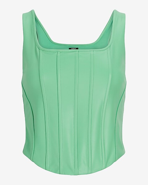 Body Contour Faux Leather Corset Cropped Tank | Express