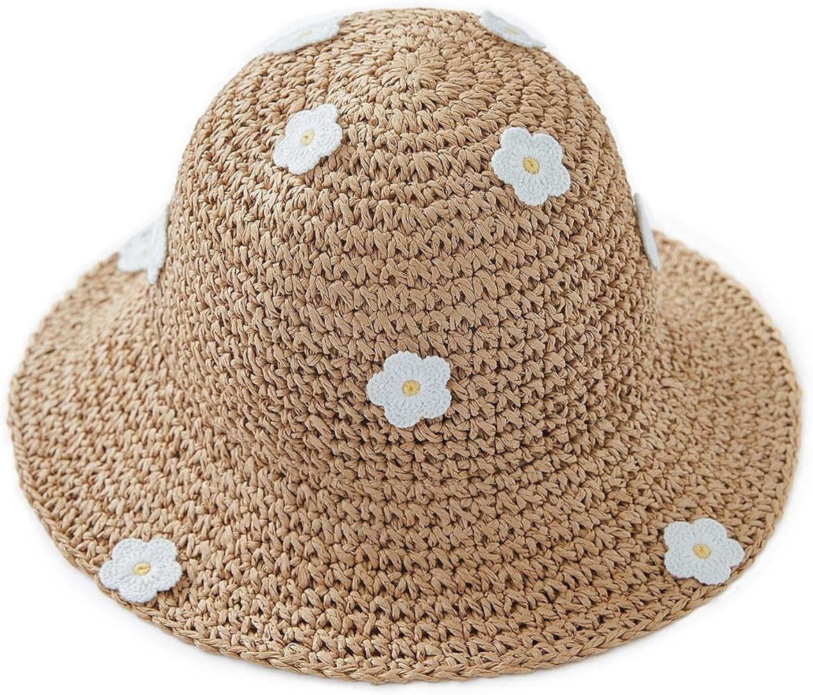 pureborn Baby Toddler Girls Straw Sun Hat Summer Beach Hat | Amazon (US)