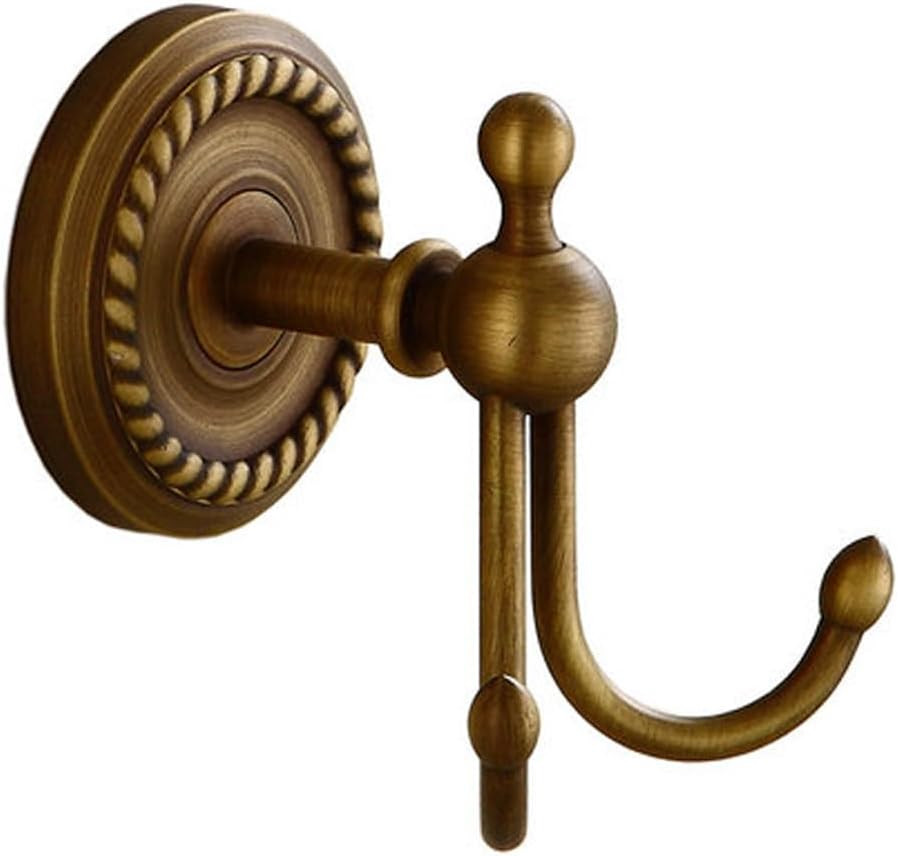 Antique Brass Towel Hook, Screw-Mounted Shower Wall Hook, Wall-Mounted Bathroom Hook for Hanging Clothes & Robes, Vintage Brass Twist Series Long-Handle Double Hook | Amazon (US)