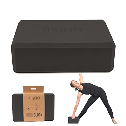 MYGA Yoga Block - Lightweight EVA Foam Yoga Brick - High Density Non-Slip Block for Yoga Poses, Pilates, Balance and Flexibility - Black | Amazon (US)