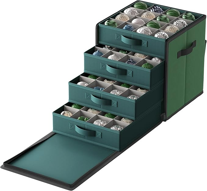 SONGMICS Christmas Ornament Storage Box, with Side Open, Stackable Christmas Storage Container wi... | Amazon (US)