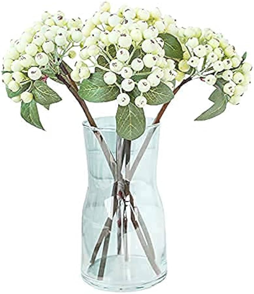 Tinsow 6 Pcs Artificial White Holly Berry Stem Realistic Bouquet for Wedding Party, Berry Ornamen... | Amazon (US)