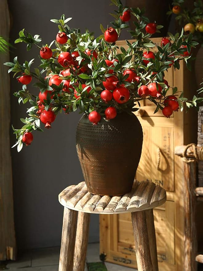 Okngr Artificial Pomegranate Branch, 3pcs Artificial Rosehip Berries 31.5inch Fake Berries Decor ... | Amazon (US)