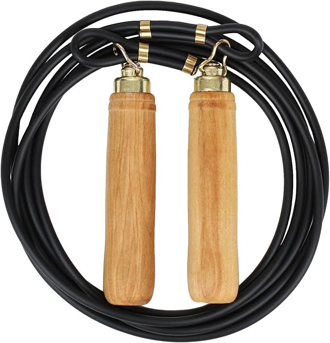 KOOL HOP Classic Adjustable Jump Rope with Natural Wooden Handle, Smooth Speed Skipping Rope | Amazon (US)