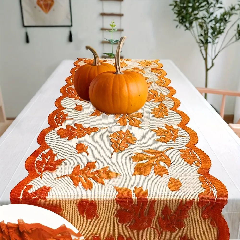 1pc Maple Leaf Lace Table Runner: Add a Touch of Elegance to Your Fall Dinner Parties! | Temu Affiliate Program
