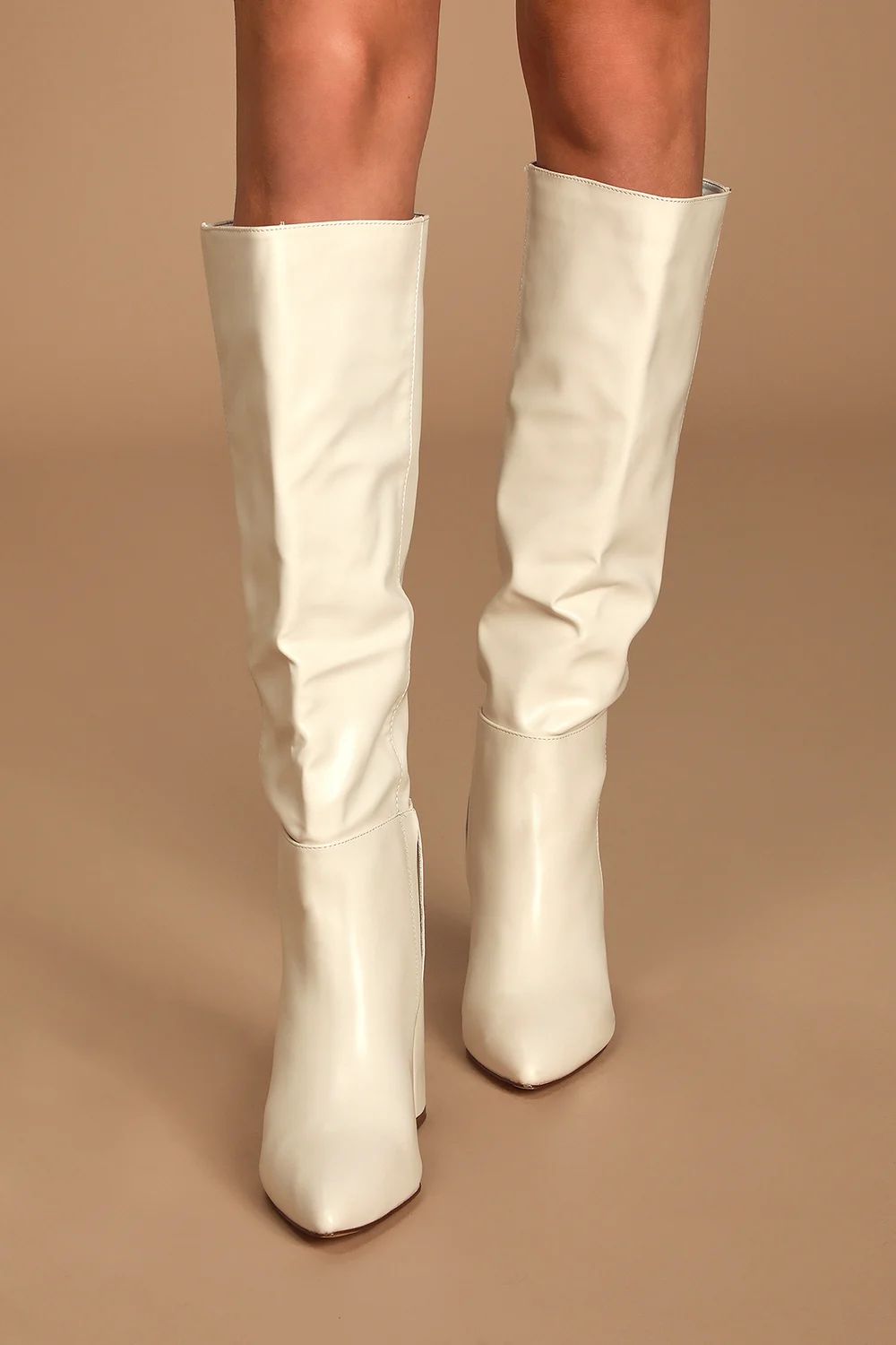 Katari Off White Pointed-Toe Knee High Boots | Lulus (US)