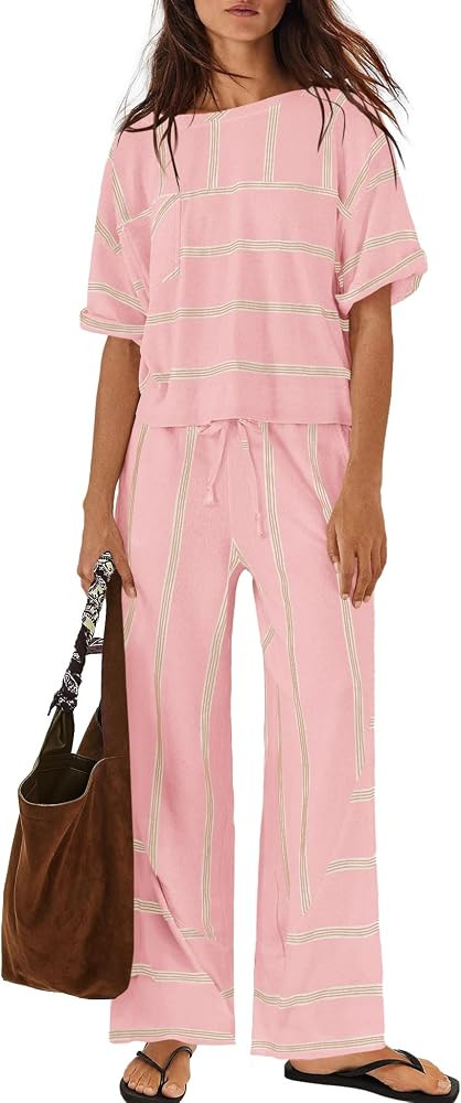 Panadila Women Striped Lounge Sets 2 Piece Summer Travel Sets     Matching Sets, Beach Vacation O... | Amazon (US)