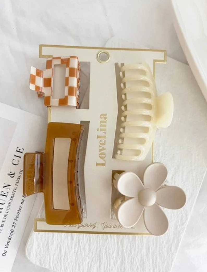 4-PACK Rectangular Hair Clips Hair Claw Acrylic Hair Clip - Etsy | Etsy (US)