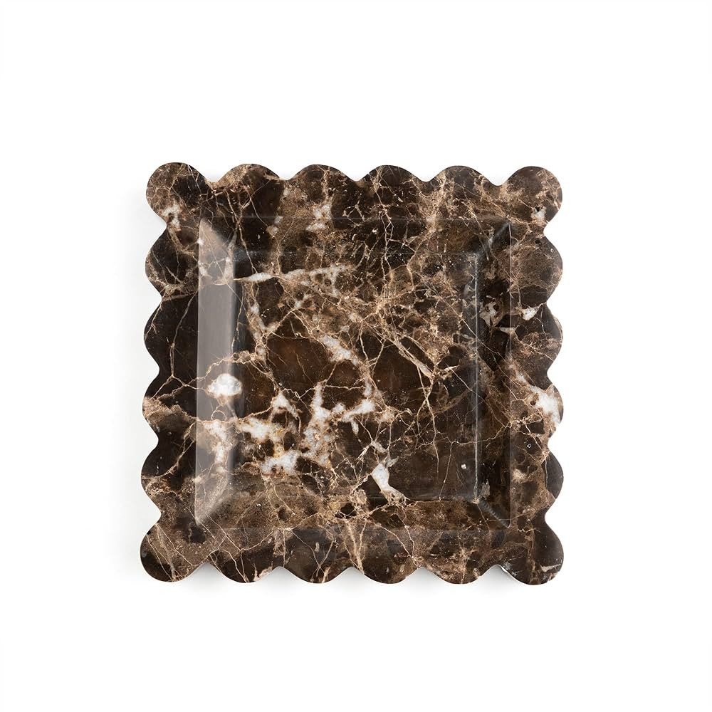 Ceremony Home Scalloped Emperador Marble Catch All Jewelry Tray | Amazon (US)