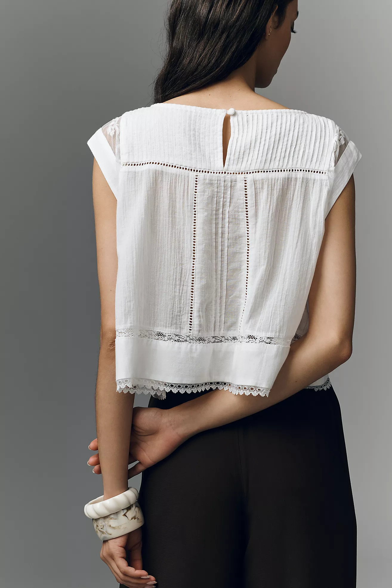 By Anthropologie Sleeveless Boxy Pintuck Top | Anthropologie (US)