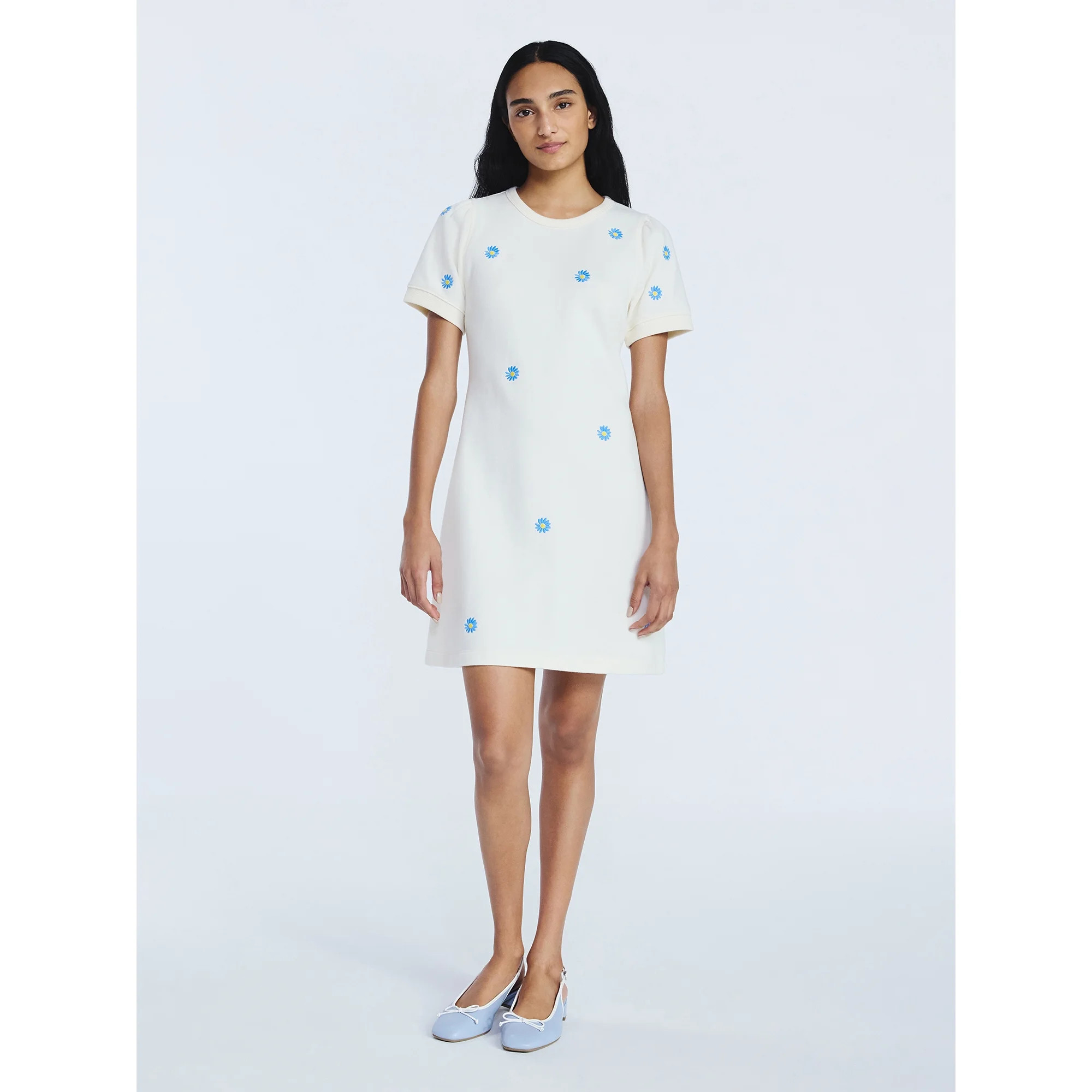 Free Assembly Women’s and Women's Plus Embroidered Mini Dress with Puff Sleeves, Sizes XS-4X | Walmart (US)
