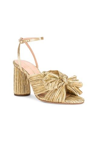 Loeffler Randall Camellia Pleated Knot Sandal in Gold from Revolve.com | Revolve Clothing (Global)