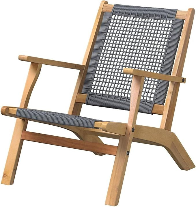 Patio Sense 63635 Vega Natural Stain Outdoor Chair Acacia Wood Construction Woven Web Seat Mid Ce... | Amazon (US)