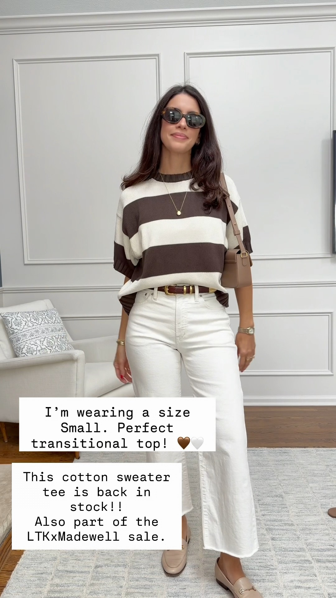 Transitional top! 100% cotton and perfect to wear now and in Fall. I'm wearing a size Small!

#LTKxMadewell #LTKSeasonal #LTKOver40
