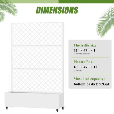 White Outdoor Planter Box with Trellis Privacy Screen 48 x 72 Inch (3-Piece Set) | Target