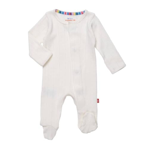 Magnetic Me 100% Organic Cotton Magnetic Baby Footie Pajamas | Super Soft Cotton Fabric | Love Lines Tofu Pointelle | 12-18 Months | Amazon (US)