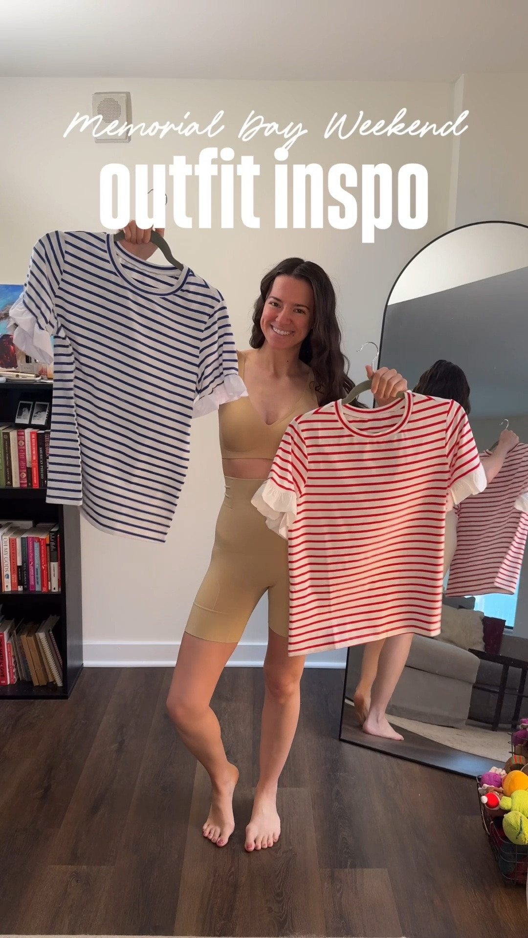 The Memorial Day Weekend uniform. 🇺🇸✨

Starting with a seamless, ultra-comfortable base layer because a great outfit always relies on the foundation. @vertvie_official with literally the comfiest bra + shapewear combo. 

Building on top of that with the ultimate MDW print: classic stripes. Took this top two ways for the holiday:
1️⃣ navy paired with an effortless white maxi for an elevated dinner look, and
2️⃣ red paired with relaxed denim for a casual daytime BBQ.

Comfortable, classic, and ready for the long weekend. Which look are you grabbing? 1 or 2?

#LTKootd #LTKSaleAlert #LTKPetite