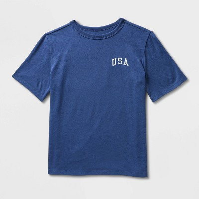 Kids' Short Sleeve 'USA Flag' Graphic T-Shirt - Cat & Jack™ Navy Blue M | Target