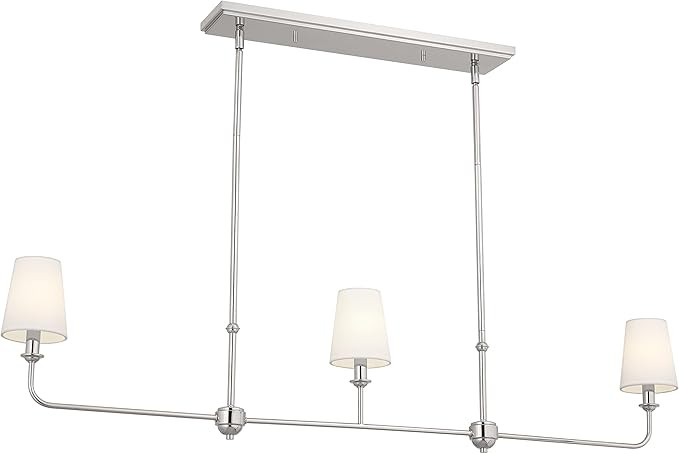 Kichler Pallas 3-Light Linear Chandelier in Polished Nickel, Classic Ceiling Light Fixture with O... | Amazon (US)
