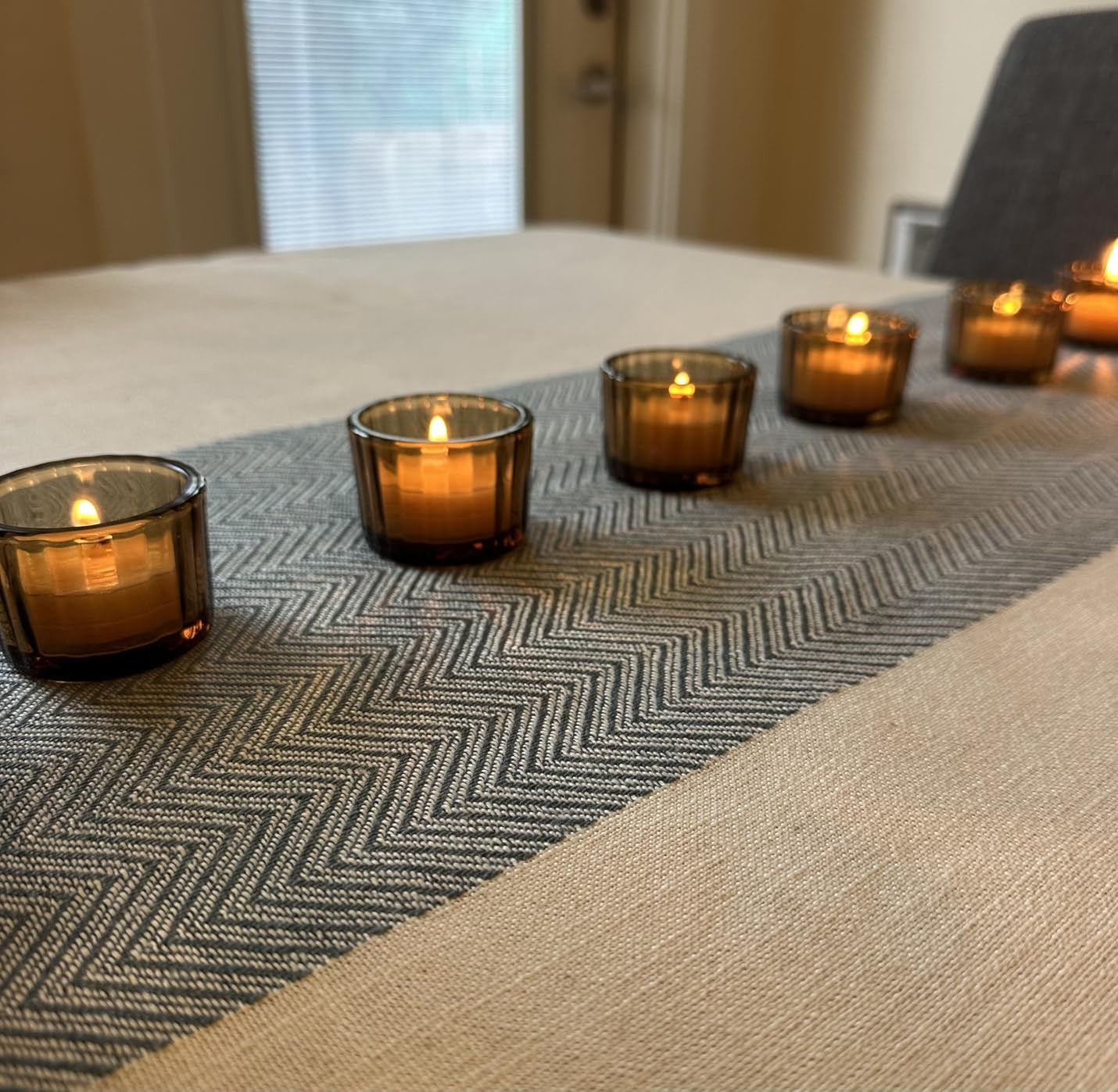 Homemory 12 Pcs Glass Votive Candle Holders, Amber Tealight Candle Holder, Vintage Candle Holders... | Amazon (US)