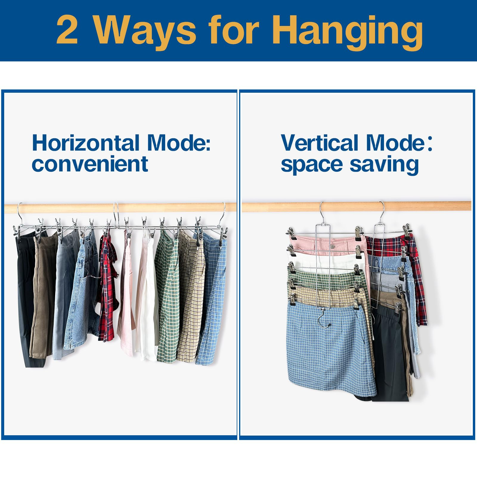 3 Piece Skirt Hanges Space Saving, Pants Hangers with Clips 5 Tier,Closet Organizers and Storager... | Amazon (US)