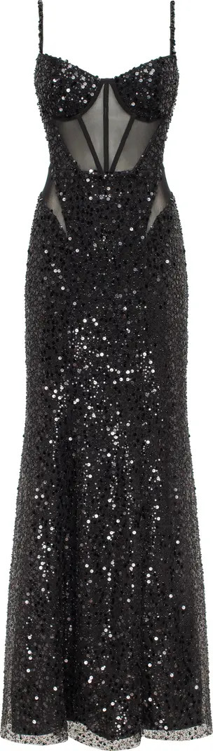 Milla Bizzare Fully Sequined Tie-Straps Gold Maxi Dress | Nordstrom | Nordstrom