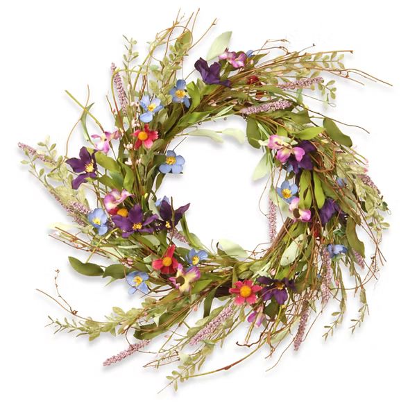 Floral Wreath Mixed Flowers - Blue/Purple/Pink (20") | Target