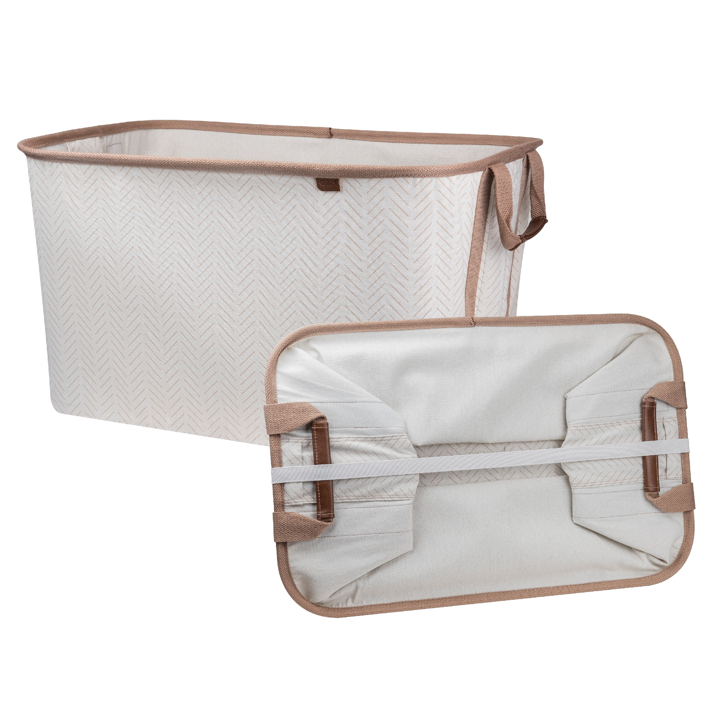 CleverMade Collapsible Laundry Baskets 2PK - 60L (16 Gal) Cream Herringbone | Walmart (US)