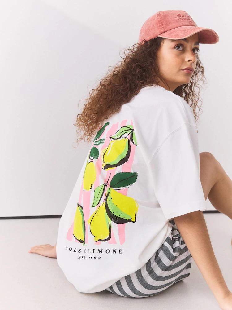 White Lemon Graphic Print Crew Neck T-Shirt | Next EU