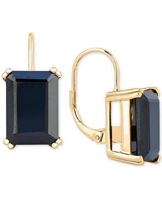 Onyx Leverback Hoop Earrings in 14k Gold-Plated Sterling Silver - Macy's | Macy's