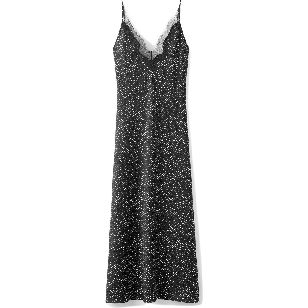 MANGO Lace & Polka Dot Slipdress in Black at Nordstrom, Size 4 | Nordstrom