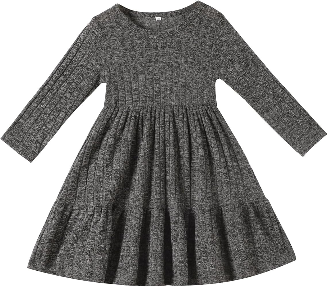 Toddler Baby Girl Long Sleeve Dress Girls Knit Sweater Dresses Tiered Kids Swing Holiday Clothes ... | Amazon (US)