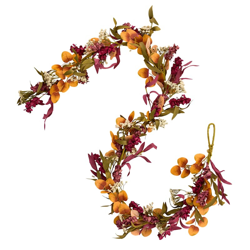 Red Heather Eucalyptus Garland, 72", Fabric, sold by At Home | At Home