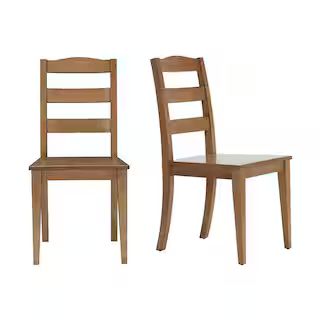 Patina Oak Finish Dining Chair with Ladder Back (Set of 2) (17.72 in. W x 36.77 in. H) | The Home Depot
