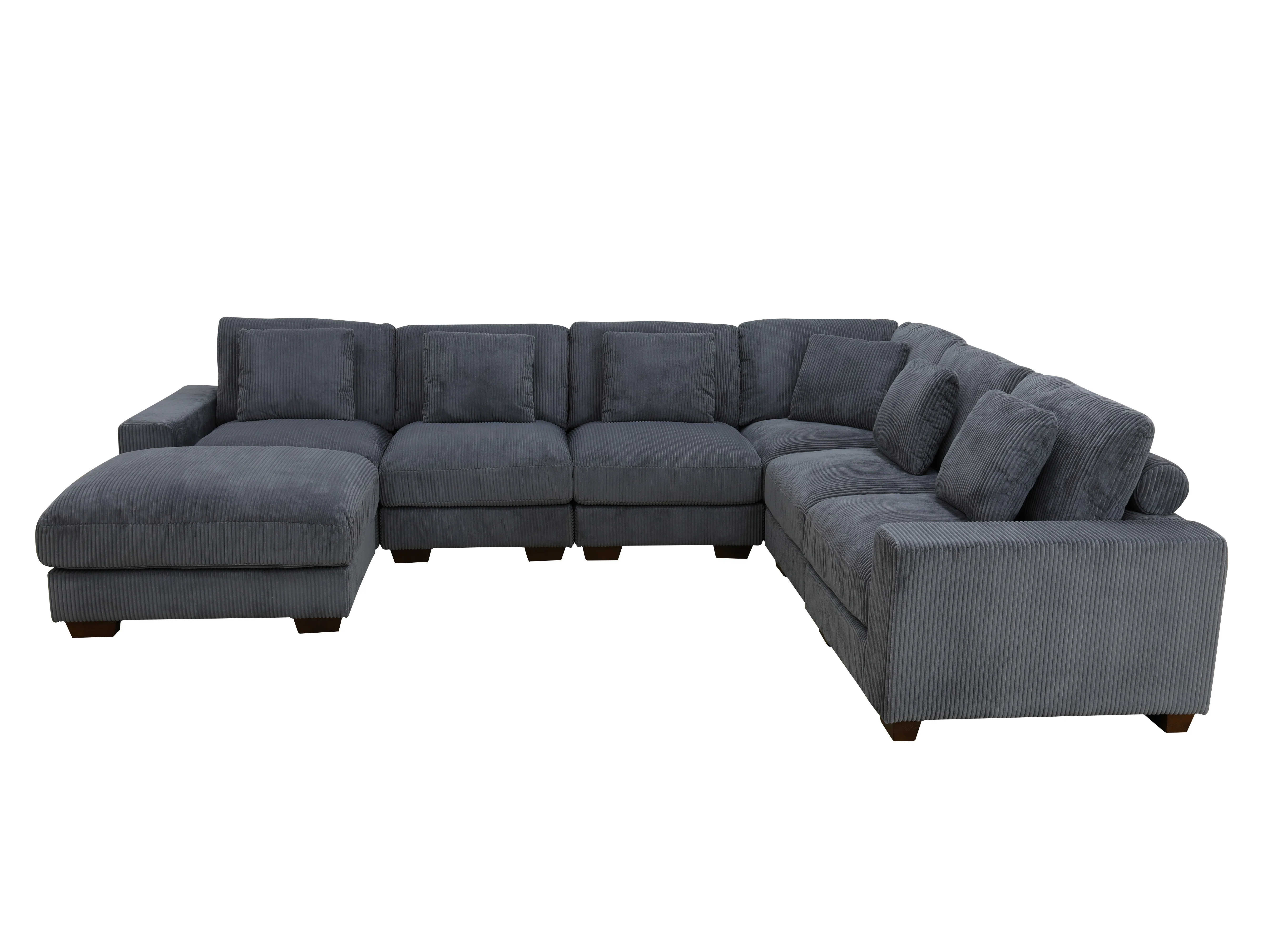 123" Wide 7-Piece Premium Corduroy Reversible Living Room Modular Sectional Sofa with Ottoman | Wayfair North America