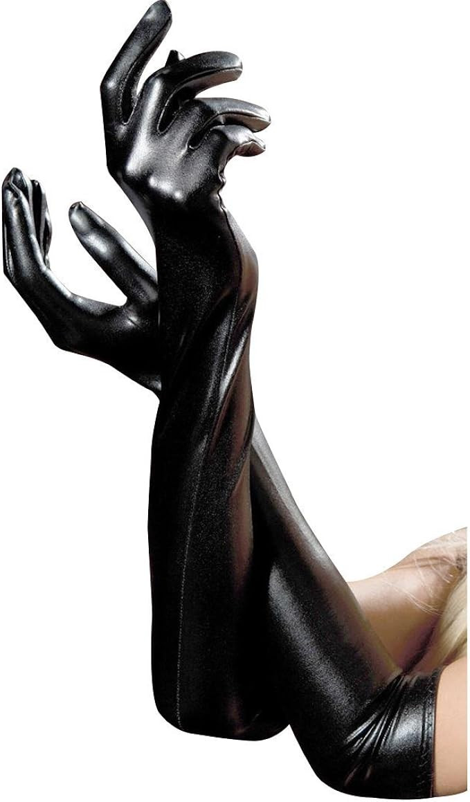 LOVARTS BEAUTY Women's Black Sexy Long Gloves Wet Look Latex Long Gloves | Amazon (US)