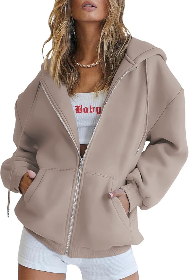AUTOMET Womens Zip Up Hoodies Long Sleeve Fall Oversized Sweatshirts Fleece Y2K Jacket with Pocke... | Amazon (US)