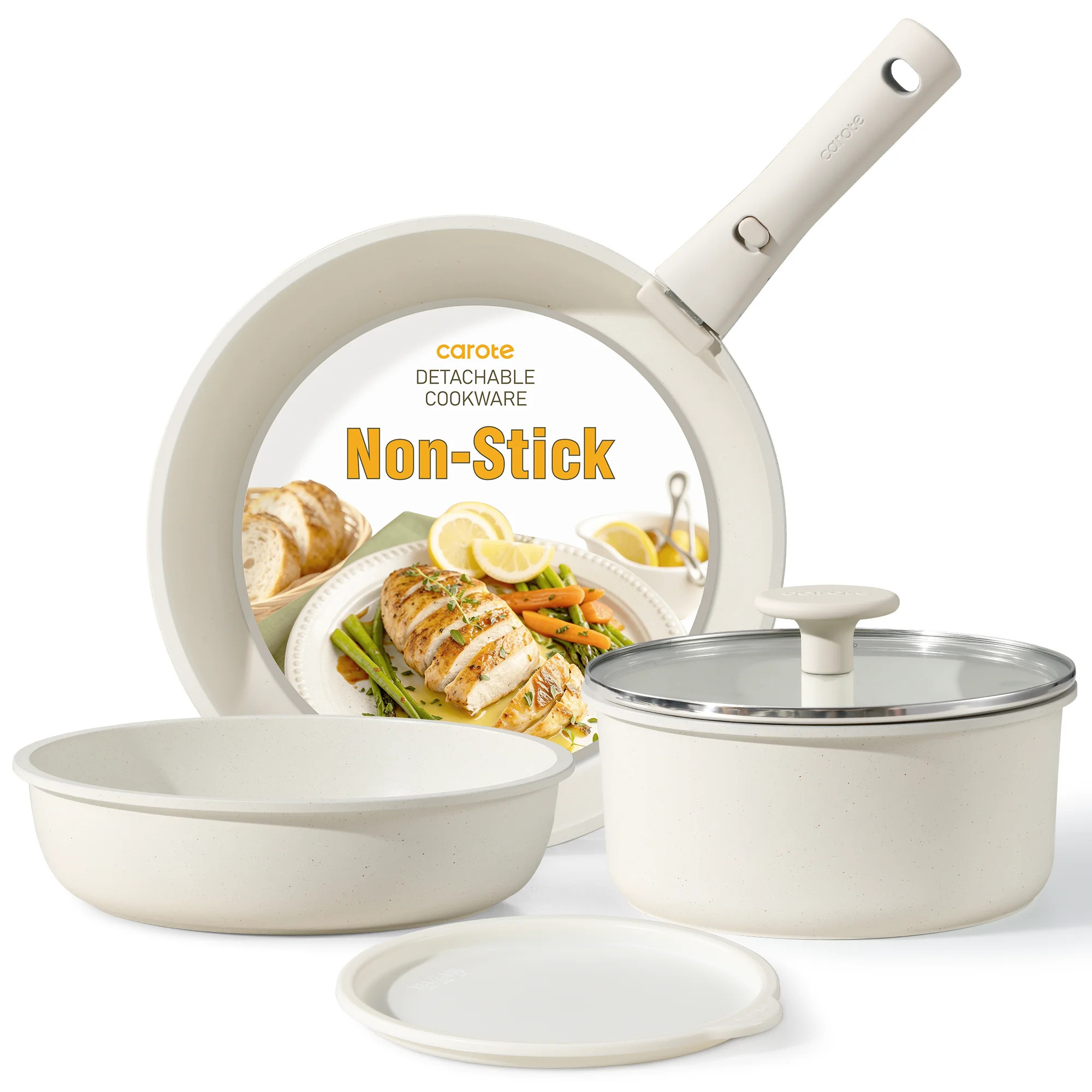 Carote 6 Pcs Nonstick Pots and Pans, Cookware Set with Detachable Handle, Oven Safe, Stackable Ki... | Walmart (US)