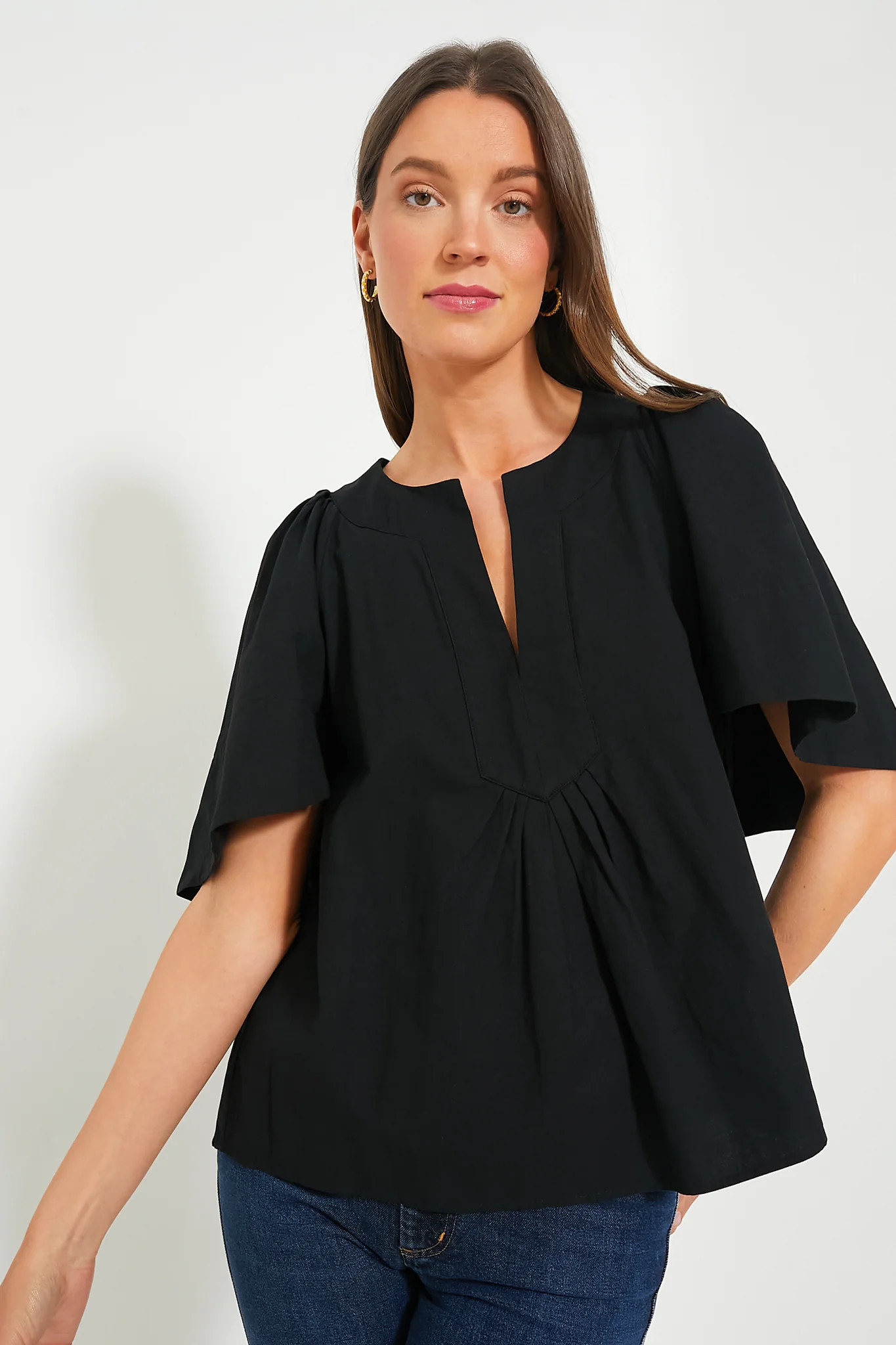 Black Finley Flutter Sleeve Top | Tuckernuck (US)