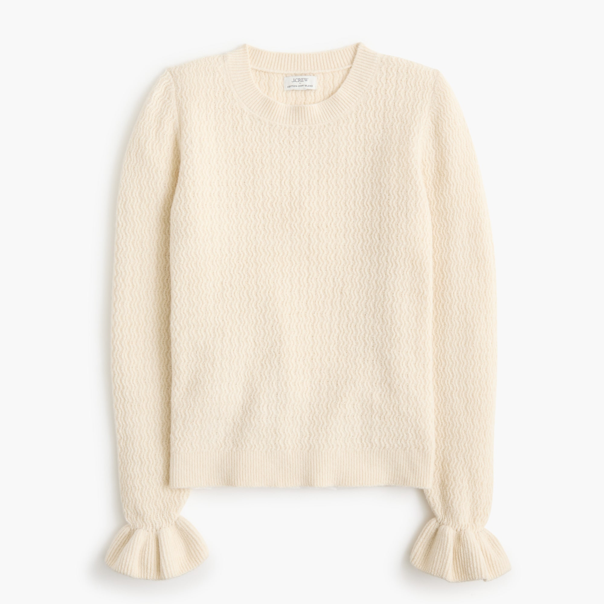 Ruffle-sleeve sweater in cotton-soft blend | J.Crew Factory