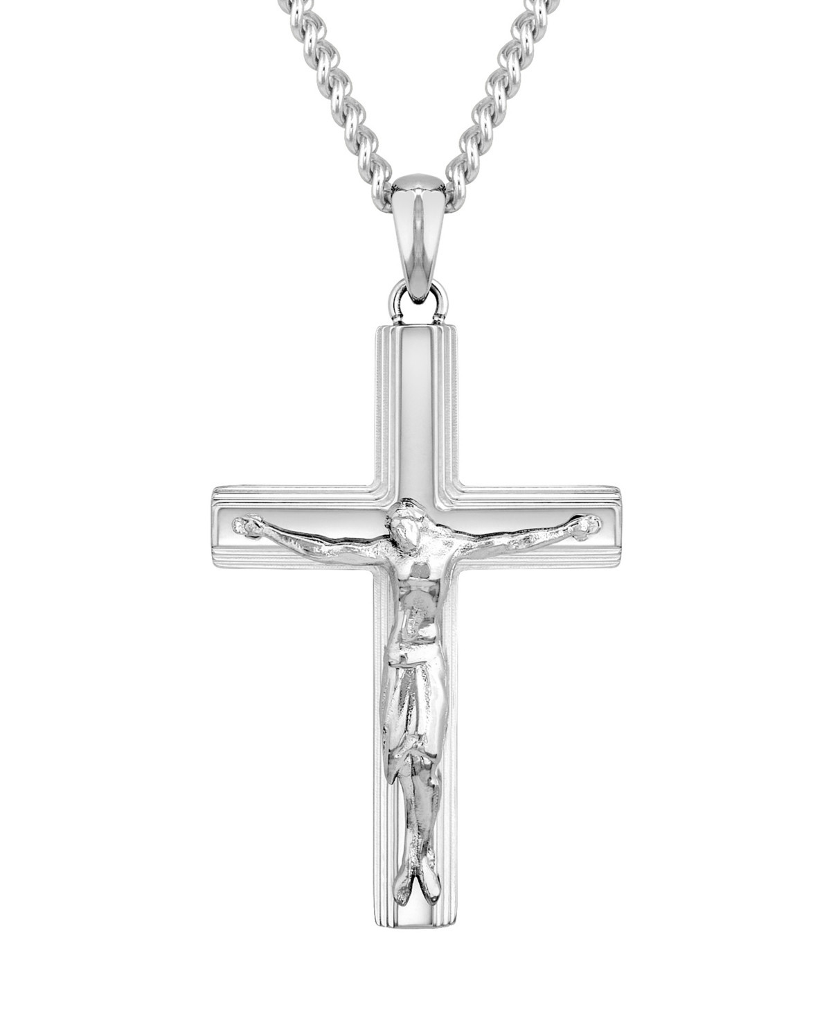 Vincero Men's Crucifix Pendant Necklace in Stainless Steel, 24 - Silver | Macy's