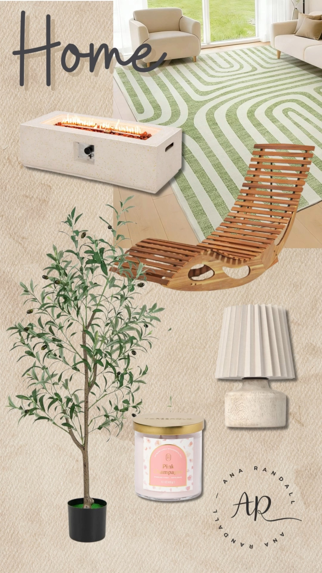 Home finds I’m loving lately 🤍

Creating a home that feels calm and welcoming is something I truly value, especially in this season of life. These are the kind of pieces I love — simple, natural, and perfect for slow moments at home or time outside with family.

Pieces in this collage:
• indoor outdoor area rug
• modern fire pit table
• wooden lounge chair
• artificial olive tree
• pleated table lamp
• scented candle

Everything is linked on my LTK for you 🤍

XOXO,
Ana Randall 💗