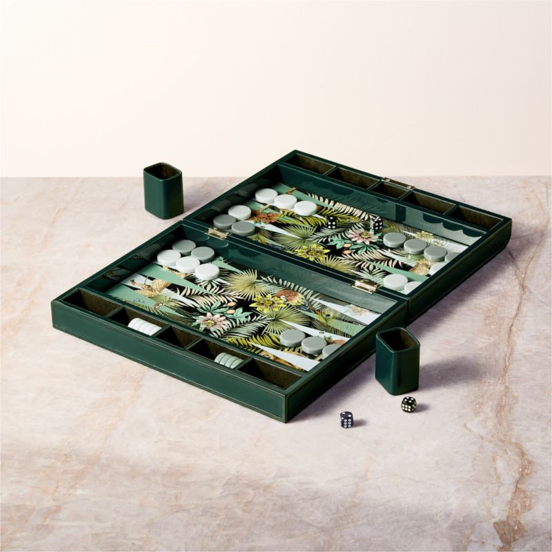 Palm Grove Green Leather Backgammon Set + Reviews | CB2 | CB2