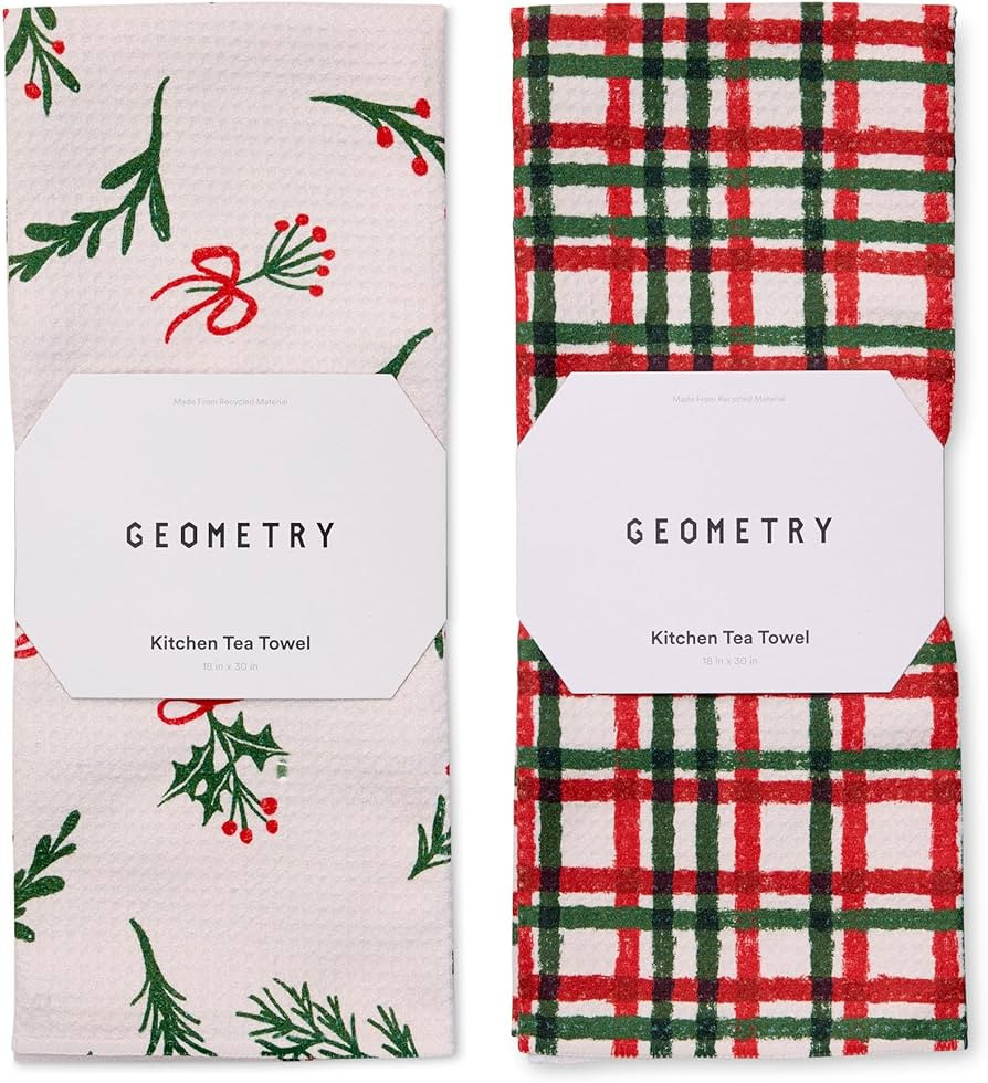GEOMETRY Christmas Kitchen Towels - Quick Dry Microfiber Cloth Dish Towels for Kitchen Drying - P... | Amazon (US)