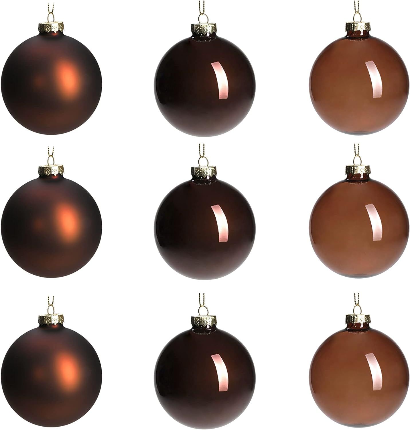 Amazon.com: DN DECONATION Brown Glass Christmas Ball Ornaments, 3.15” Hanging Christmas Baubles... | Amazon (US)