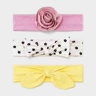 Baby Girls' 3pk Soft Headbands - Cat & Jack™ White/Pink/Yellow | Target