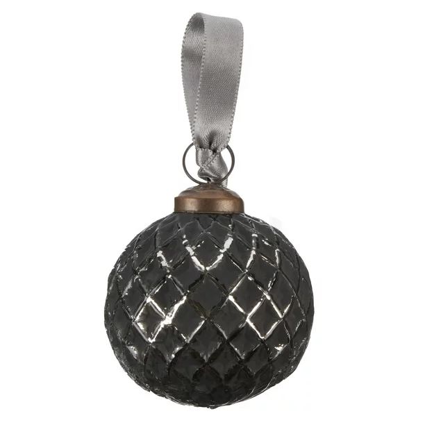 Holiday Time Patterned Gray Glass Christmas Ball Ornaments, 3", Set of 6 | Walmart (US)