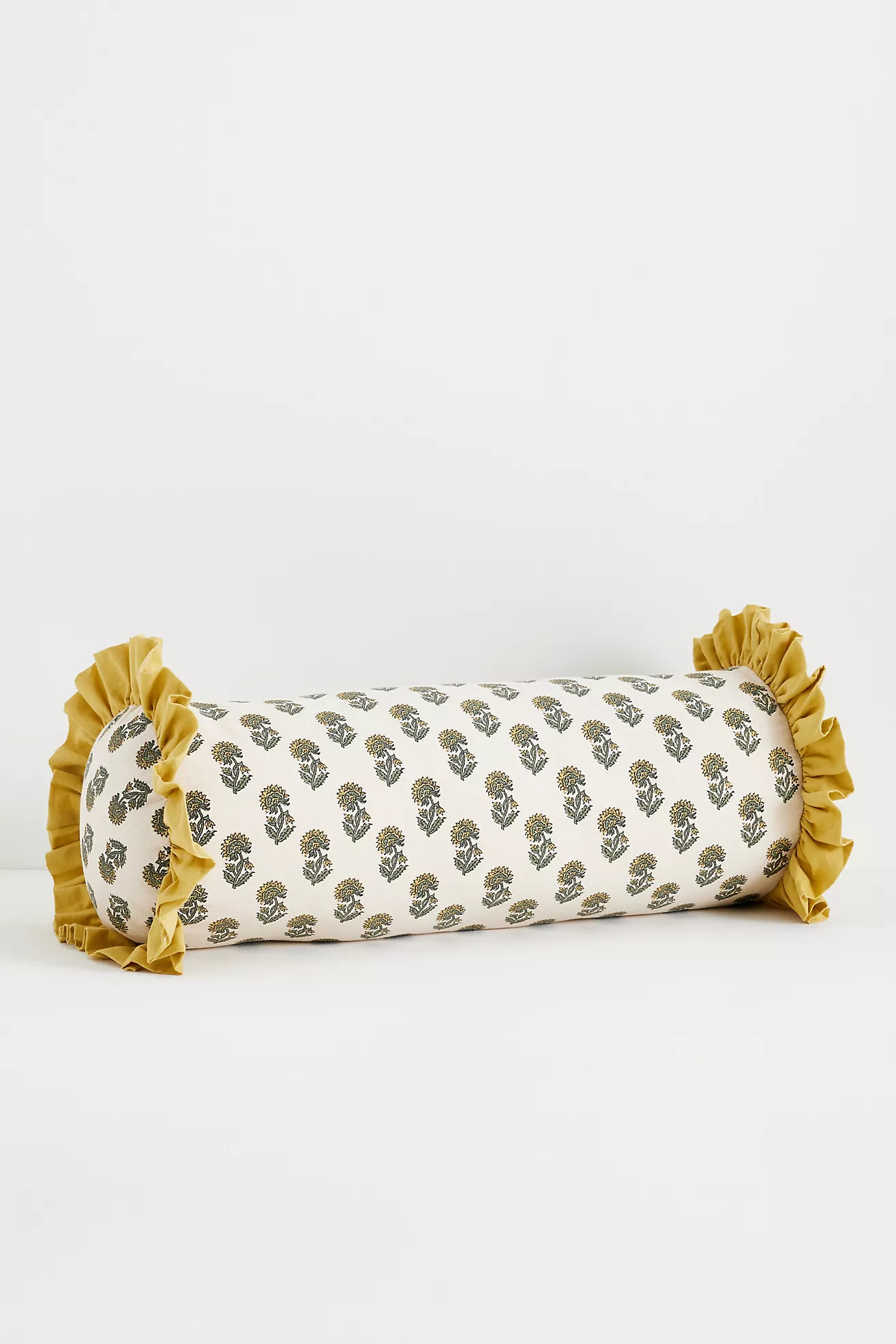 Cotton Block-Print Ruffle Pillow | Anthropologie (US)