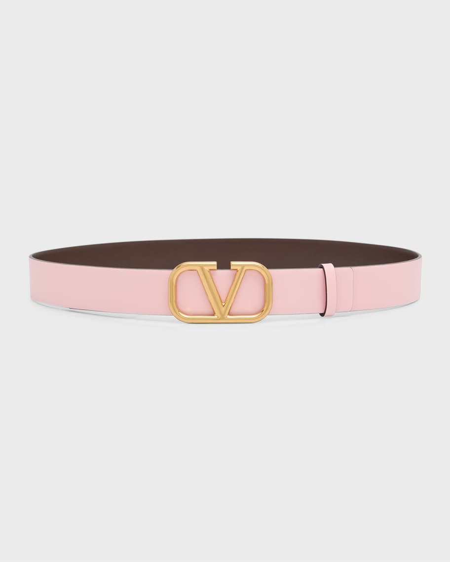 Valentino Garavani V-Logo Reversible Leather Belt | Neiman Marcus