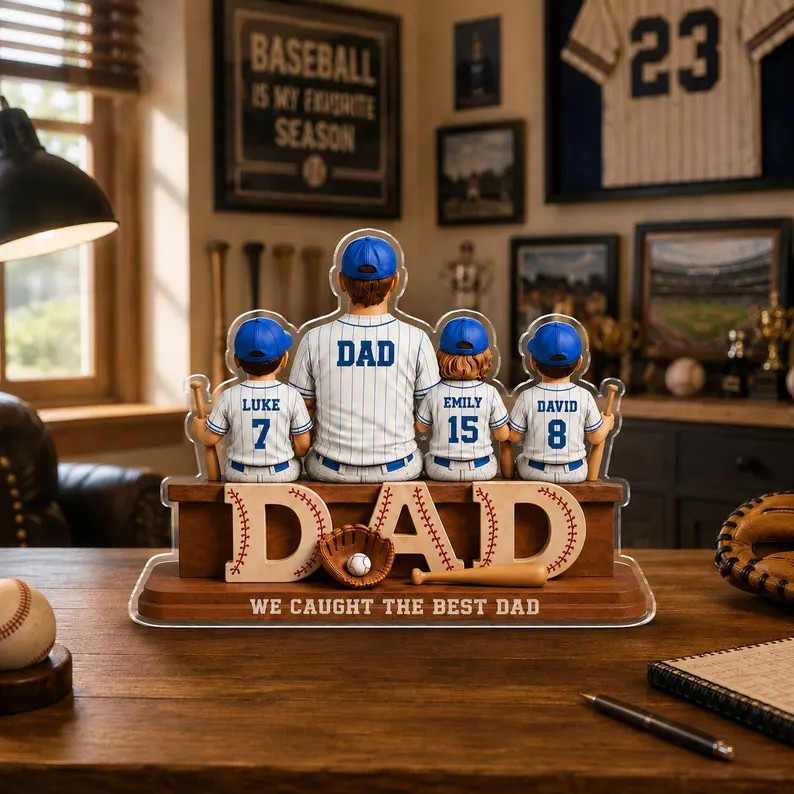 Custom Baseball Dad Plaque, Personalized Acrylic Gift for Dad From Kids, Father\u2019s Day Gift f... | Etsy (Global)